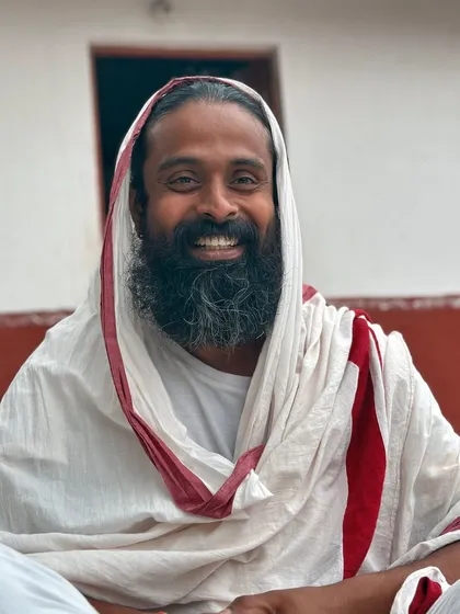 A simple, heartfelt smile from me. This is the spirit of the ashram: welcoming, open, and full of peace.