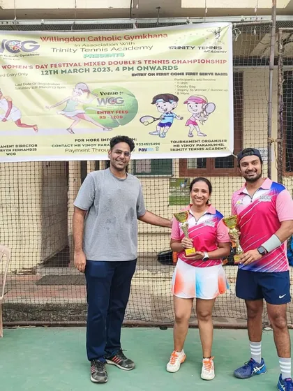 The runners-up of the Mixed Doubles championship, all smiles after a hard-fought tournament.