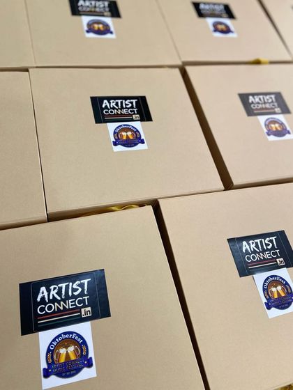 Simple and effective packaging for a corporate 'Artist Connect' event. These branded boxes were used for the Oktoberfest influencer mailer.