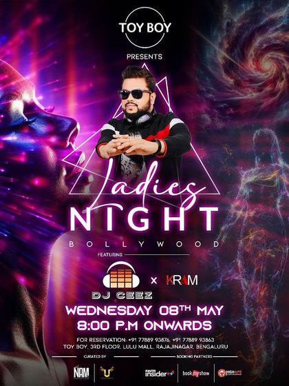 Another poster for the Wednesday social at Toyboy, highlighting the classy venue and free drinks for ladies.