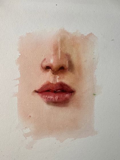 The final version of the nose and lips study. The soft transitions and highlights make the skin look soft and realistic.