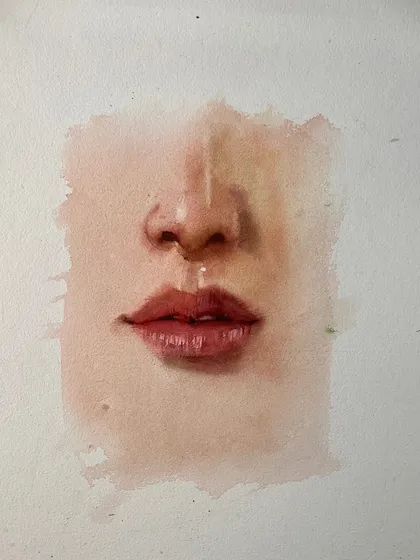 The finished nose and lips study, a perfect example of a focused exercise from my course.