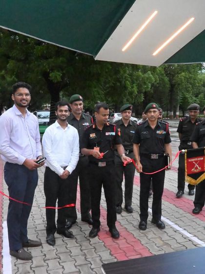 The inaugural ribbon-cutting ceremony for our Solar Patio at the IHQ, MoD Army Canteen in New Delhi. This moment marked the official launch of a new, sustainable amenity for our armed forces personnel.