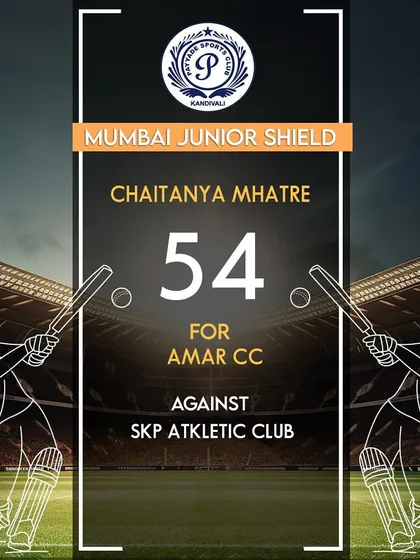 Chaitanya Mhatre scored 54 runs for Amar Cricket Club in the Mumbai Junior Shield.