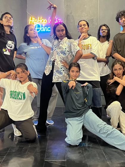 The energy of our 2024-25 SDDP batch. This isn't just a class, it's a community platform where every dancer's skill and knowledge is elevated. Here, students are posing after a challenging Waacking session.