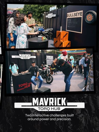 At the Mavrick Torq Hub, we created interactive challenges built around power and precision. Students participated in games like the high striker, directly connecting the bike's attributes with a fun, competitive experience.