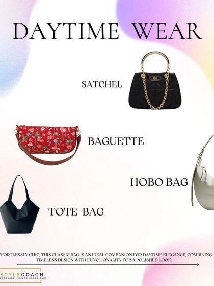 The right handbag can define your daytime look. This guide showcases four essential styles: the satchel, tote, baguette, and hobo bag, explaining how each one combines function with effortless elegance.