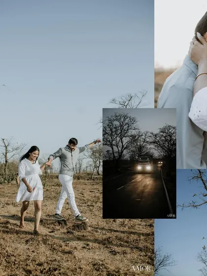 Another creative collage from a hilltop escape. It blends intimate close-ups with wide shots and a dramatic photo of a car on a road at night, telling a complete adventure story.