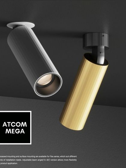 Our Lynx Spot series is designed for versatility. This image shows the recessed and surface-mounted versions, both offering an adjustable beam angle for flexible product application.