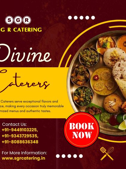 Our Divine Caterers serve exceptional flavors and great service, with customized menus and authentic tastes. This image of a traditional thali represents the quality we bring to every event.