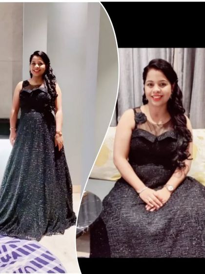 This black sequin A-line gown is a classic and elegant choice for any formal event. The subtle sparkle and flattering silhouette make it a timeless rental piece.