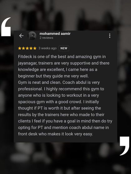 "I came here as a beginner but they guide me very well." Mohammed Aamir's review shows our commitment to all fitness levels. Our professional trainers, like Coach Abdul, make personal training worth it.