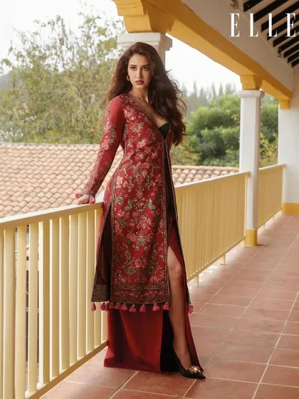 Makeup for Disha Patani's ELLE Digital Cover, shot in Thailand. I created a look with warm, earthy tones and a bold lip to complement this stunning red floral outfit by Hussain Rehar.