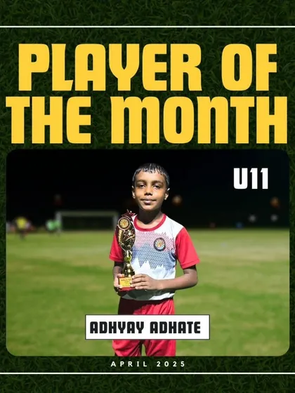 Adhyay Adhate, recognized as the U11 Player of the Month for April 2025.