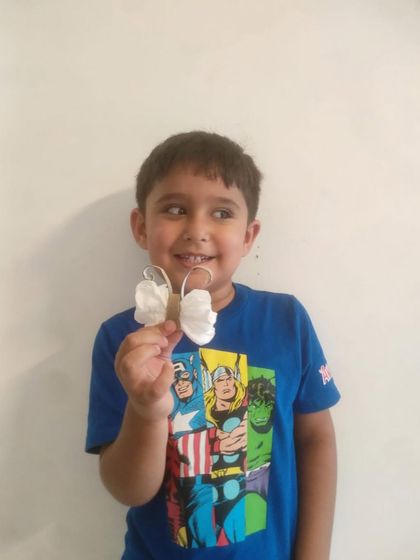 A simple but sweet toilet paper roll butterfly, showing how we can make art from everyday items.