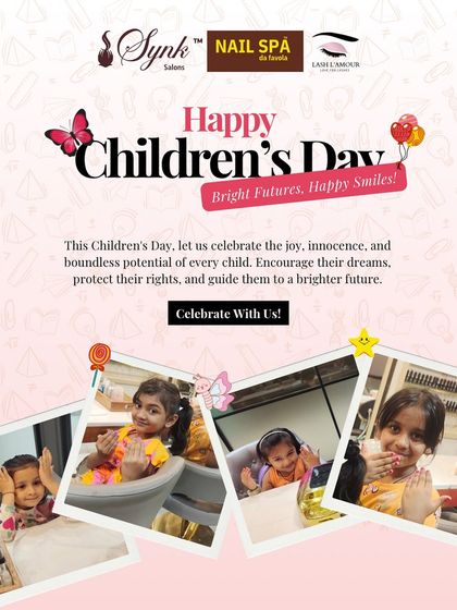 A heartwarming collage celebrating Children's Day at the salon. It shows our little clients enjoying their own pampering moments, because self-care can be for everyone.