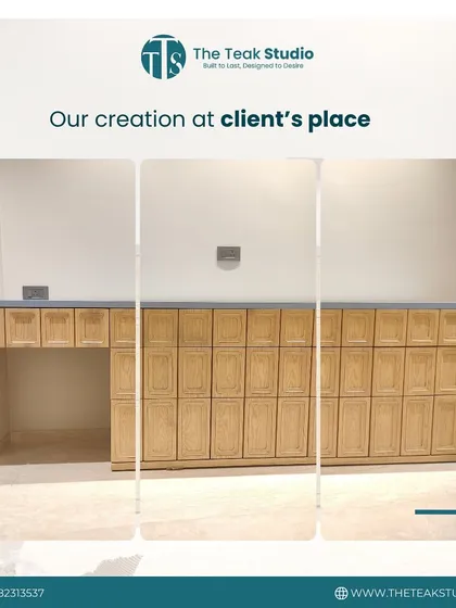 Here is the final piece we created, based on the client's reference. A long, low-profile cabinet with multiple panelled doors, providing extensive storage and a clean, uniform look.