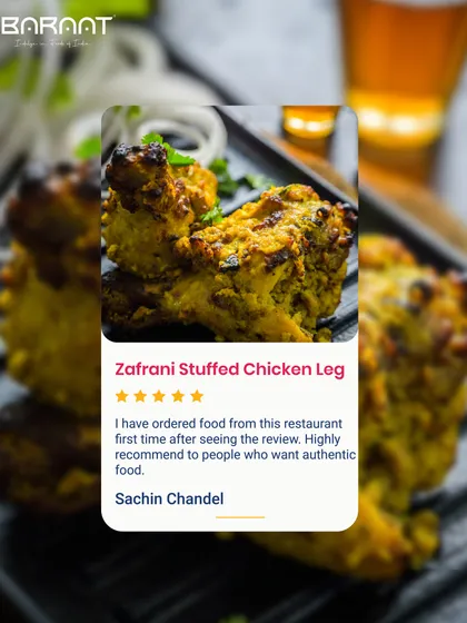 The Zafrani Stuffed Chicken Leg is a dish for those who seek authentic, royal flavors. I am glad it is highly recommended for a true taste of India.