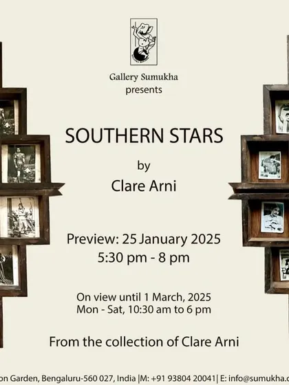An alternate invitation for 'Southern Stars', featuring two intricate wooden display structures.