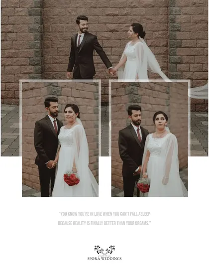A collage of the couple outside the church, capturing their loving glances and shared moments.