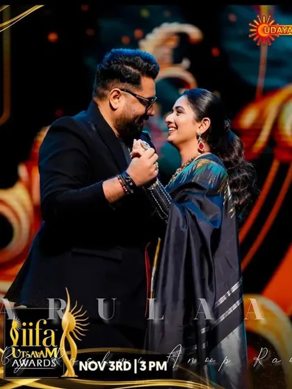 A proud moment on the IIFA Utsavam stage. I styled this coordinated look for Tharun Sudhir and Sonal Monteiro as they accepted their award. It's always special to see my creations become part of such a memorable achievement for my clients.