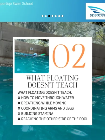 Floating doesn't teach movement, breathing coordination, or stamina. My curriculum is designed to build these essential components of real swimming.