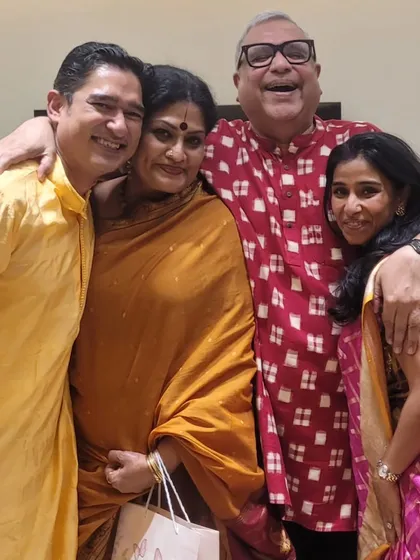 A happy group photo at the upanayanam ceremony. These moments of celebration and togetherness strengthen the bonds of our Natya Vriksha family.