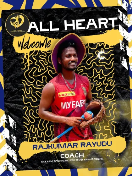 Meet coach Rajkumar Rayudu. With over 5 years of sidearm coaching experience, including with the Abu Dhabi Knight Riders, he brings focus and high energy to every session.