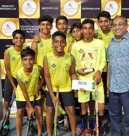 I have experience organizing tournaments across various sports, including rink hockey. Here is the victorious St. Stanislaus team after winning the Bandra Gymkhana Rink Hockey Tournament, a testament to the successful events I manage.