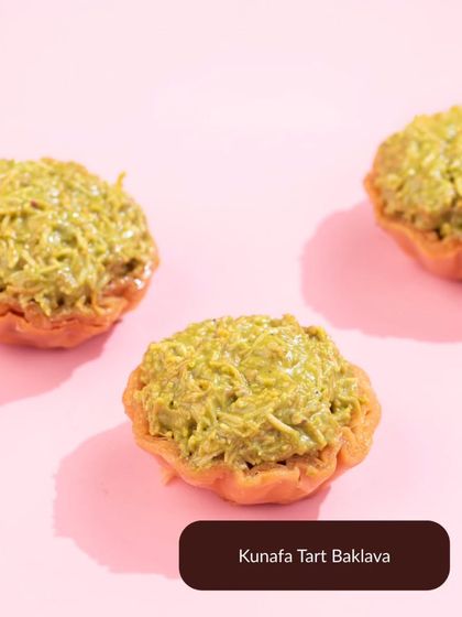 Beyond chocolate bars, I also offer these delicious Kunafa Tart Baklavas. They are bite-sized treats with a crunchy, nutty, and sweet pistachio filling.