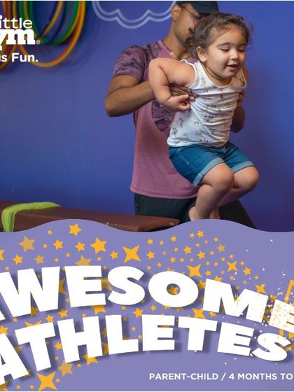 With a little help from dad, this toddler is learning to jump and balance. These activities are designed to be fun while developing crucial motor skills and coordination in our youngest gymnasts.