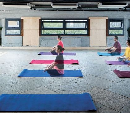 A dedicated wellness room in the Communique office provides a quiet space for employees to practice yoga and meditation. This reflects our commitment to designing holistic workspaces that support mental and physical well-being.