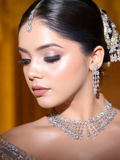 A close-up of the eye makeup for the reception look. Soft, blended eyeshadow with dramatic lashes to make the eyes pop.