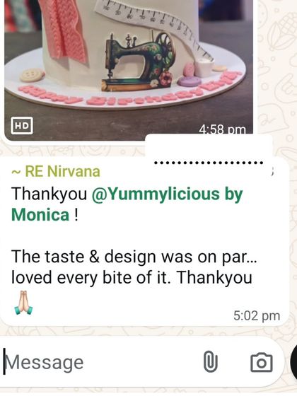 "The taste & design was on par...loved every bite of it." More lovely feedback for the 75th birthday knitting-themed cake.