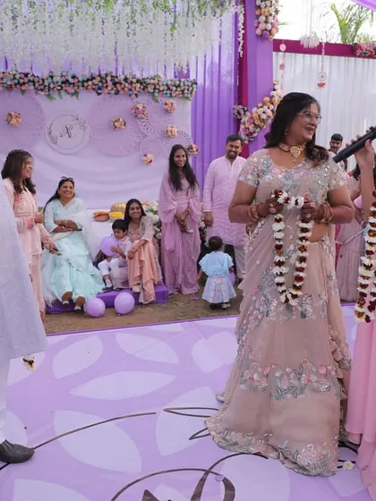 Hosting a game for the couple's parents during a beautiful lavender-themed daytime event. I love creating special moments that celebrate the entire family.