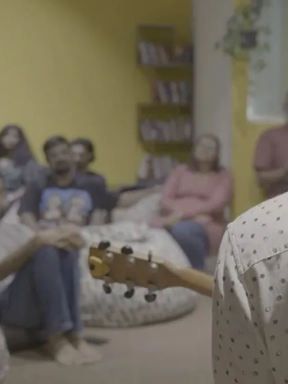 A view from behind the guitar, looking out at the audience. This is my happy place.