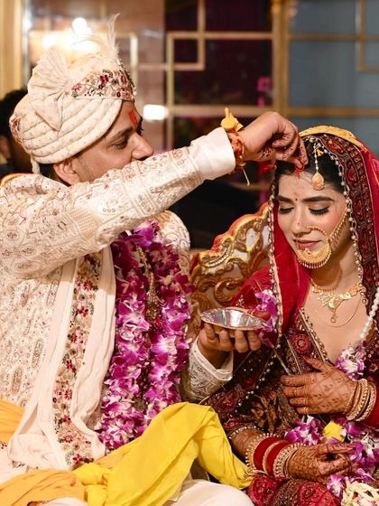 The sacred sindoor moment. It's one of the most beautiful rituals of a Hindu wedding.
