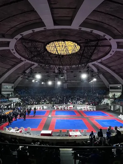 This is the arena where champions are made. The All India Inter Zonal Karate Championship at Talkatora Indoor Stadium, where my students and I compete against the best.