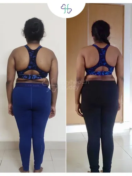 This client lost 7 kgs in 12 weeks. She learned to maintain her diet and workout consistently without cravings, and was inspired to follow this lifestyle for life.