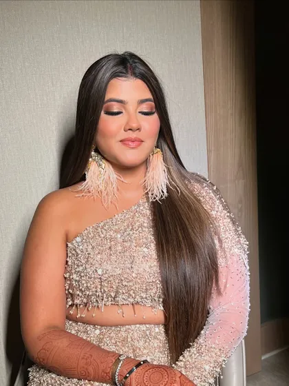 A detailed shot of Kajol's eye makeup. The blend of shimmer and matte shadows creates a sophisticated and modern cocktail look.