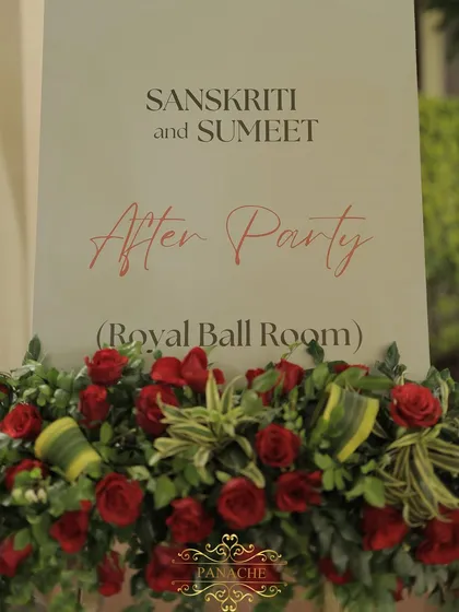 The welcome sign for the after-party, directing guests to the Royal Ball Room.