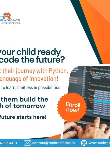 A promotional graphic encouraging parents to enroll their children in Python classes, highlighting it as the language of innovation.