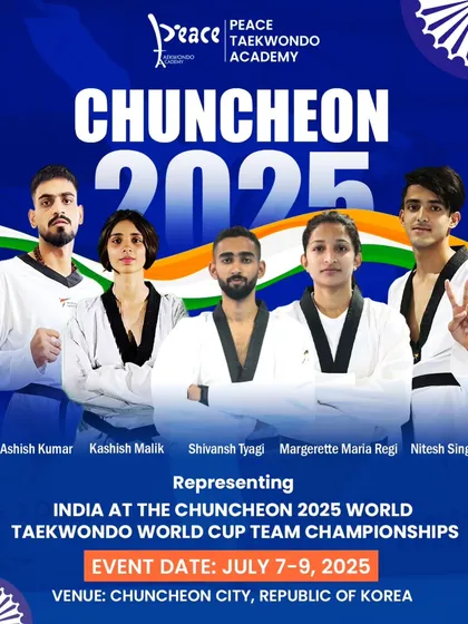 Five of our athletes representing India at the Chuncheon 2025 World Taekwondo World Cup Team Championships in South Korea. The nation is behind you!