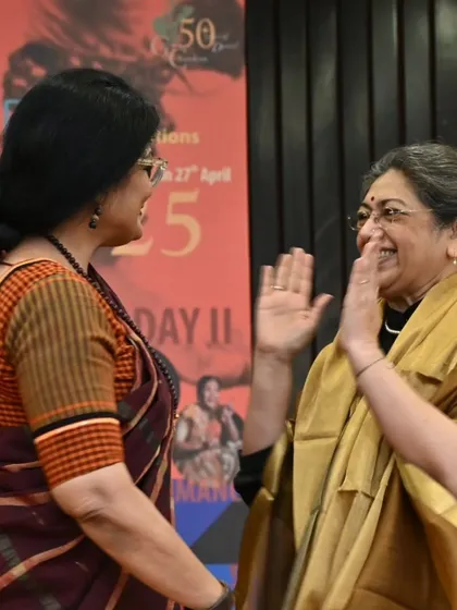 With the wonderful Tanusree Shankar, who conducted a workshop on the Uday Shankar style of movement as part of our World Dance Day celebrations.