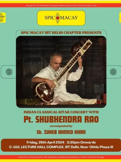 A poster for my Indian classical sitar concert at IIIT Delhi. It is always a pleasure to connect with the bright students at our top institutions.
