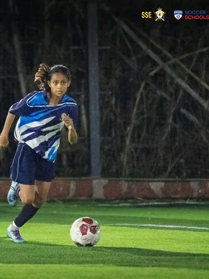Our player Nizh Kapadia demonstrating her dribbling skills during a night training session. Her hard work translated to 4 goals in 5 matches at the SGFI Nationals.