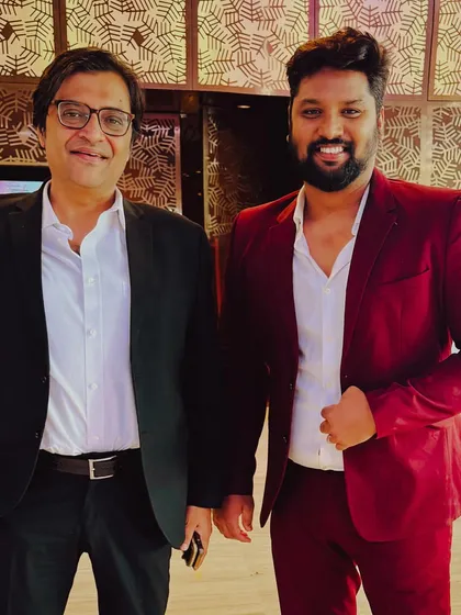 With Arnab Goswami, editor-in-chief of Republic News Channel. After he praised my performance, we discussed a future collaboration, a testament to how my art is gaining recognition across different media platforms.