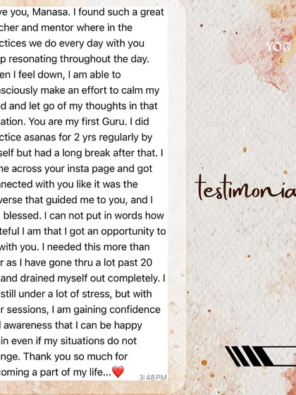 "I needed this more than ever... I am still under a lot of stress, but with your sessions, I am gaining confidence and awareness that I can be happy again even if my situations do not change." This is the essence of the path. Finding the unshakeable joy within, independent of external circumstances. I am so grateful to be a part of your journey.