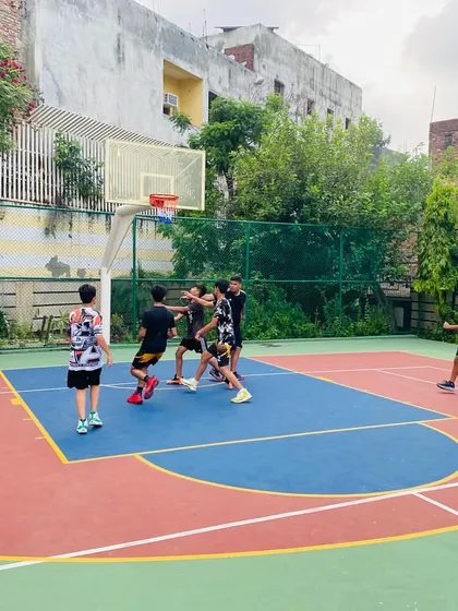 A player drives to the basket.