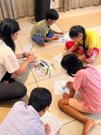 Beyond the asanas, our kids' classes include creative activities like coloring to help them express themselves and integrate the mindful lessons from their practice.